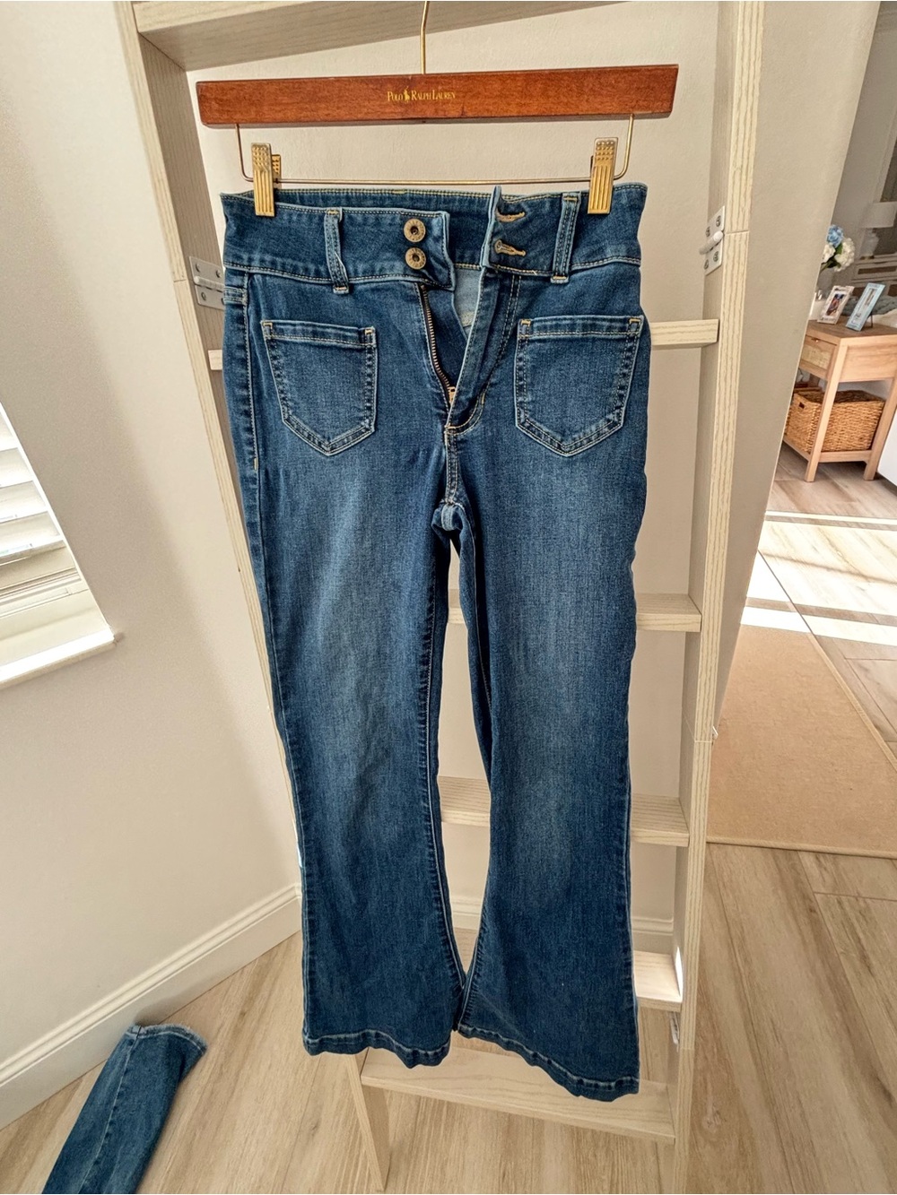 Sneak Peek Dark Blue Flared High-Rise Jeans
